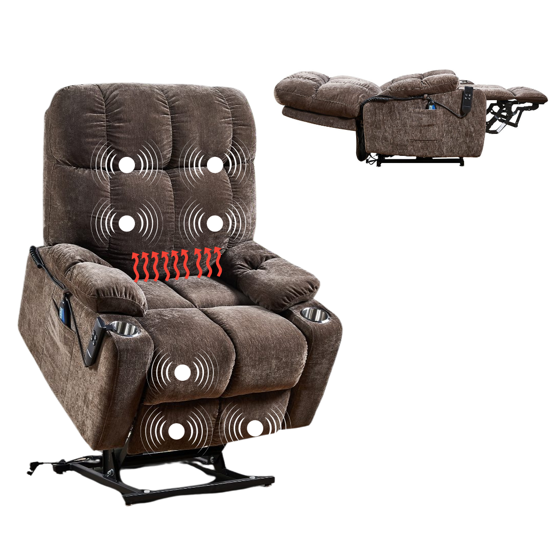 Power Lift Recliner Chair for Elderly Infinite Position with Heat and Massage