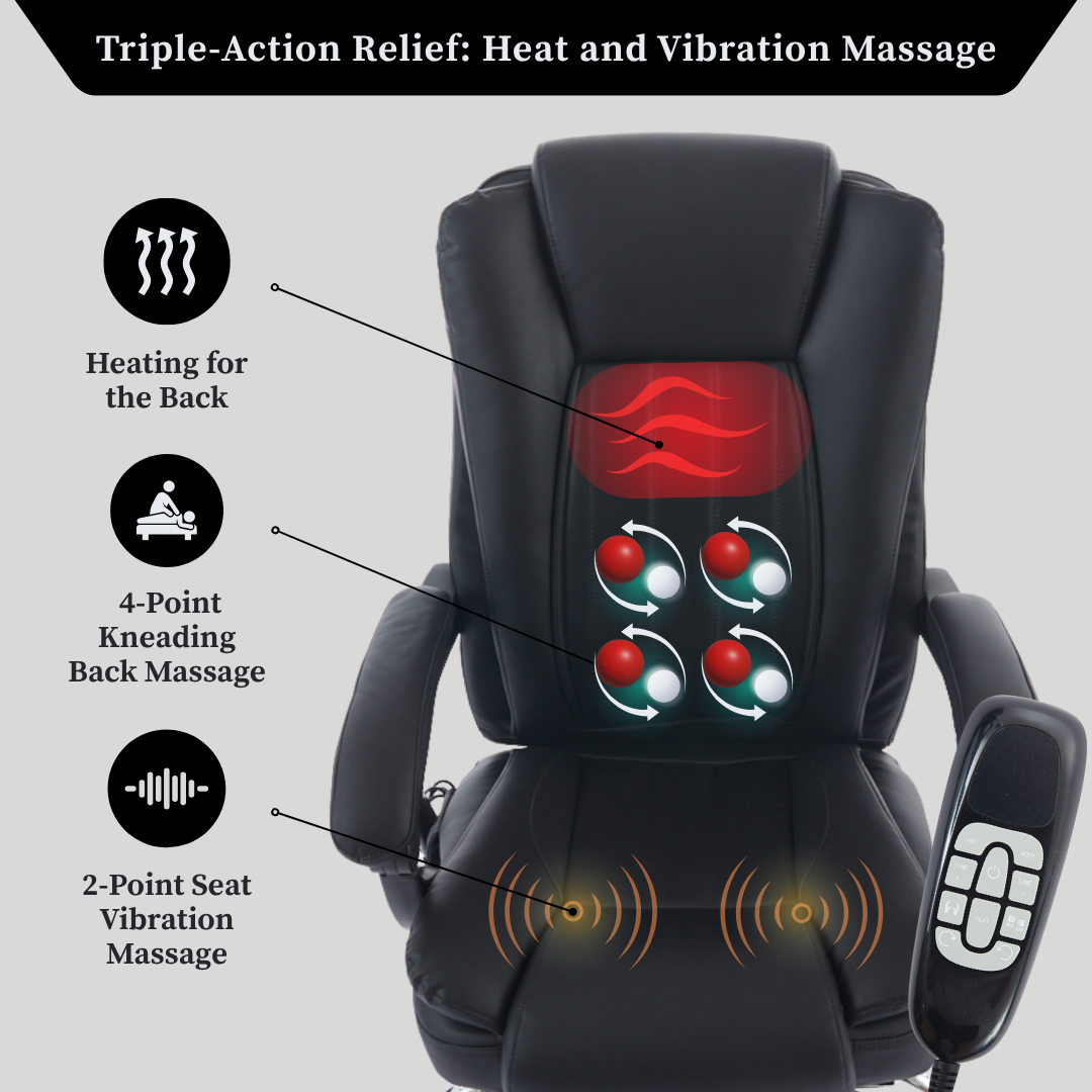 Orbis Heated & 4-Point Kneading Massage Reclining Office Chair