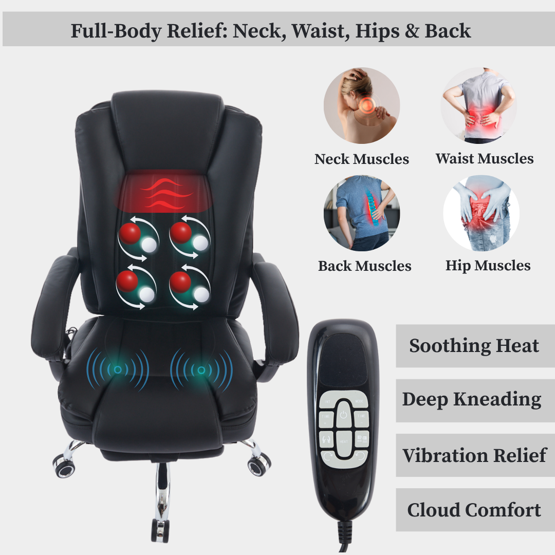 Orbis Heated & 4-Point Kneading Massage Reclining Office Chair