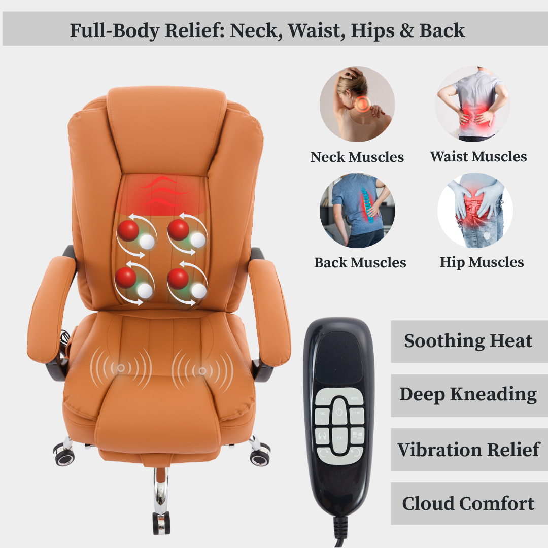 Orbis Heated & 4-Point Kneading Massage Reclining Office Chair