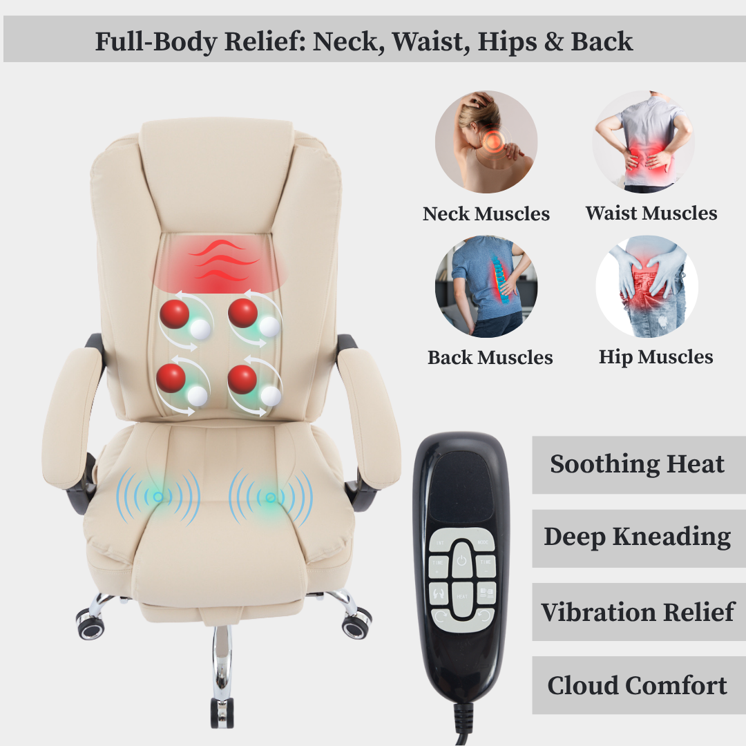 Orbis Heated & 4-Point Kneading Massage Reclining Office Chair