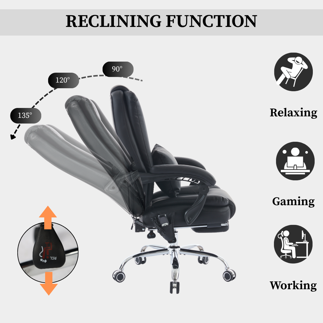 Orbis Heated & 4-Point Kneading Massage Reclining Office Chair
