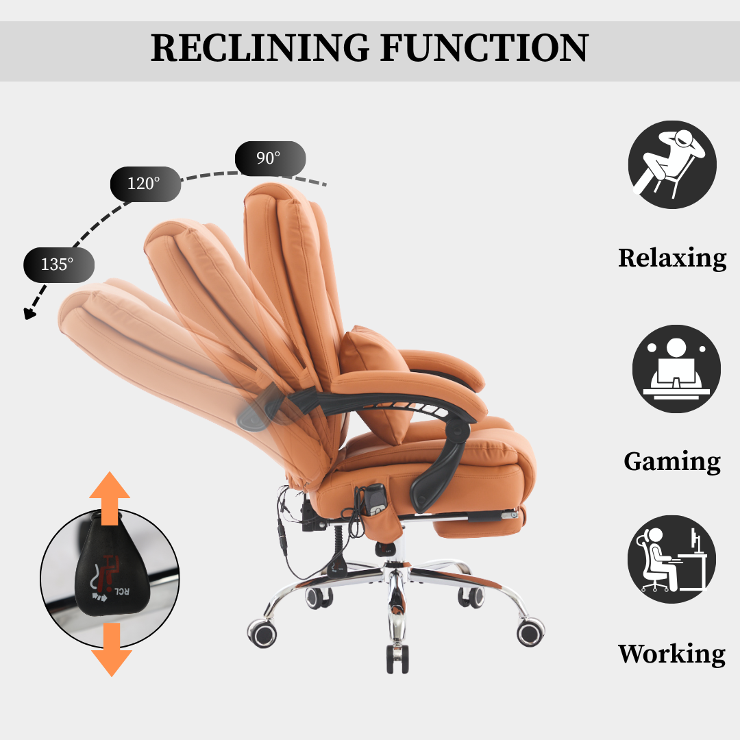 Orbis Heated & 4-Point Kneading Massage Reclining Office Chair