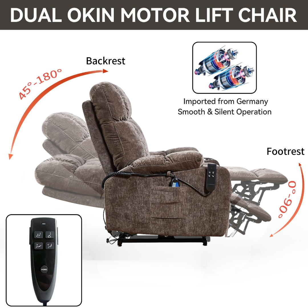 Power Lift Recliner Chair for Elderly Infinite Position with Heat and Massage