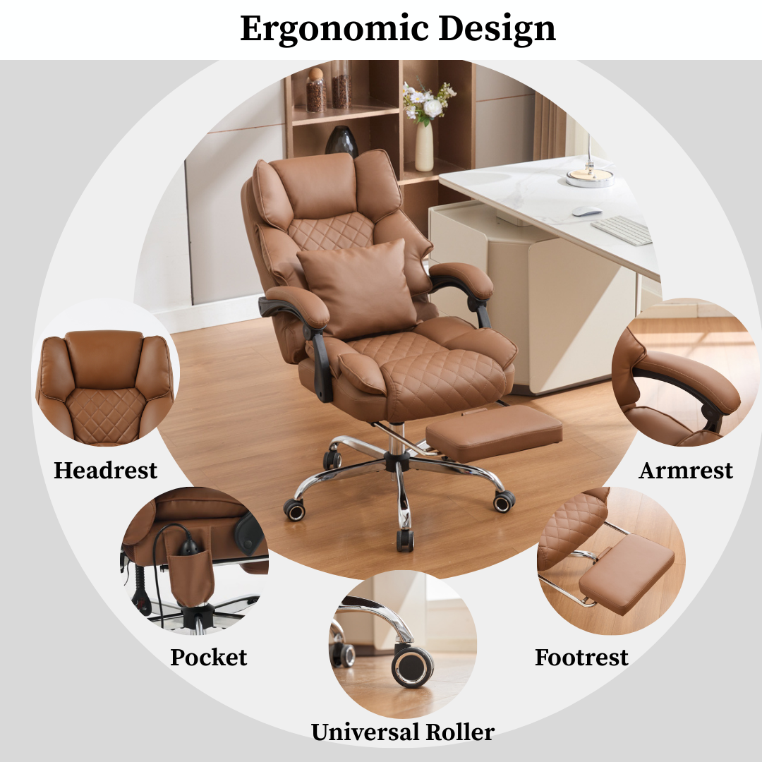 Ergonix Heated & 2-Point Kneading Massage Reclining Office Chair