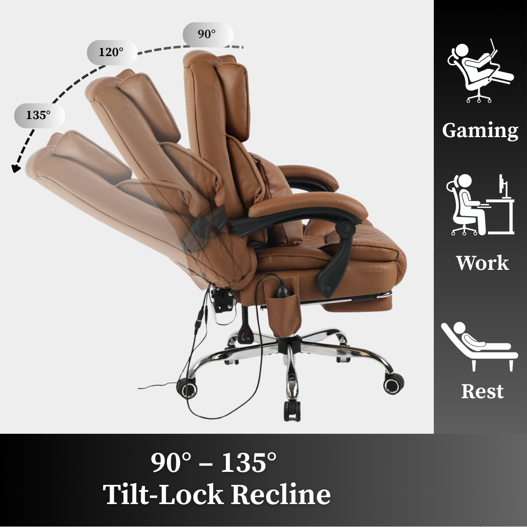 Ergonix Heated & 2-Point Kneading Massage Reclining Office Chair