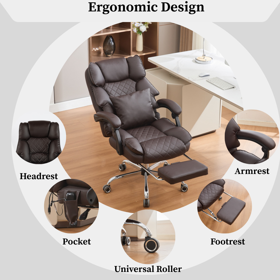 Ergonix Heated & 2-Point Kneading Massage Reclining Office Chair