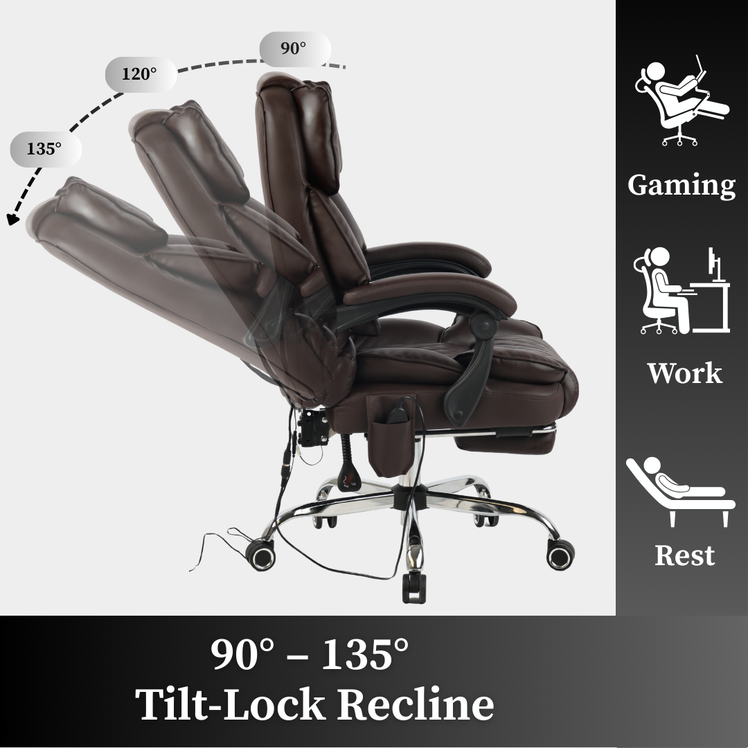 Ergonix Heated & 2-Point Kneading Massage Reclining Office Chair