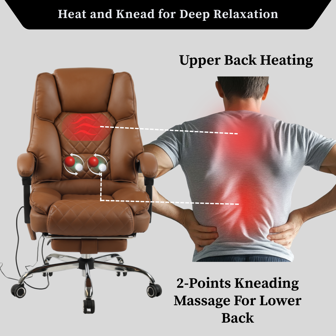 Ergonix Heated & 2-Point Kneading Massage Reclining Office Chair
