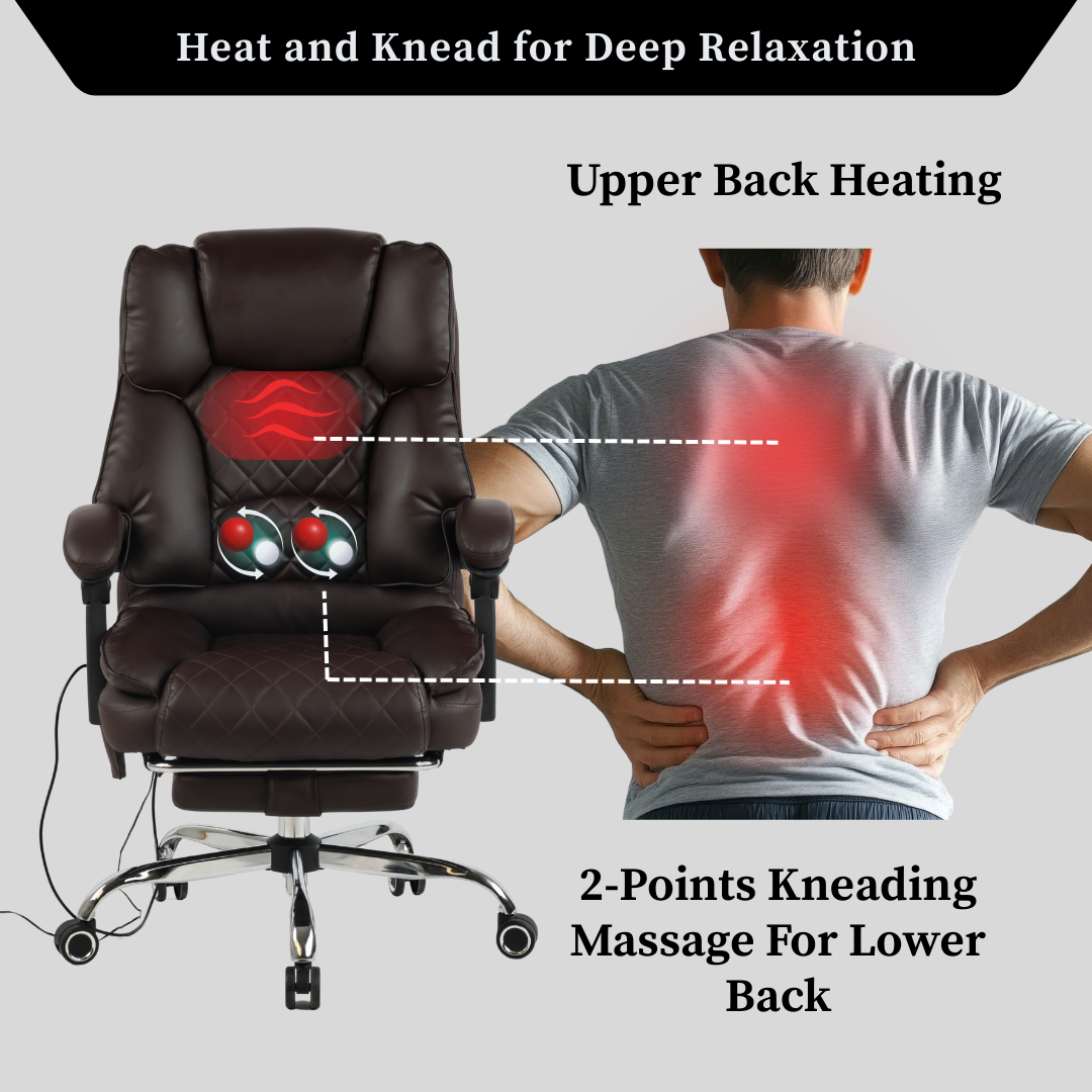 Ergonix Heated & 2-Point Kneading Massage Reclining Office Chair