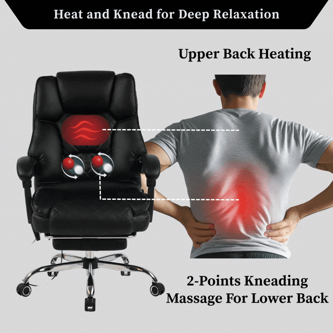 Ergonix Heated & 2-Point Kneading Massage Reclining Office Chair
