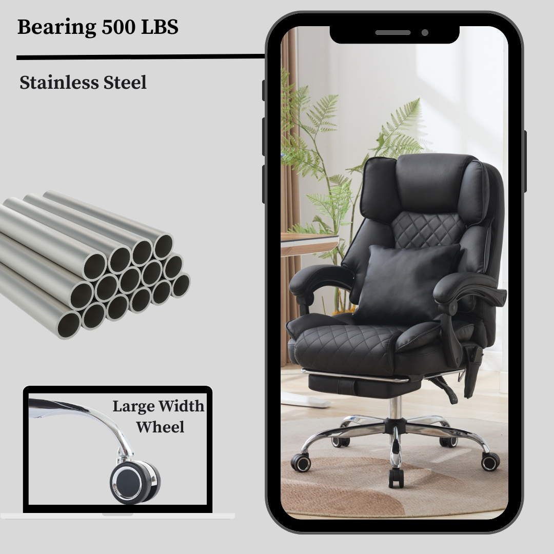 Ergonix Heated & 2-Point Kneading Massage Reclining Office Chair