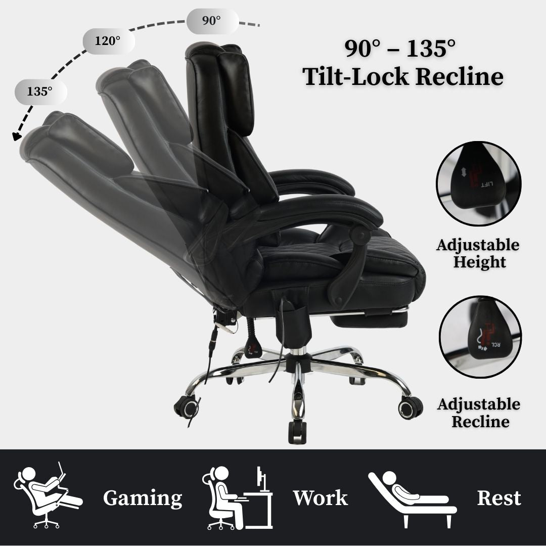 Ergonix Heated & 2-Point Kneading Massage Reclining Office Chair
