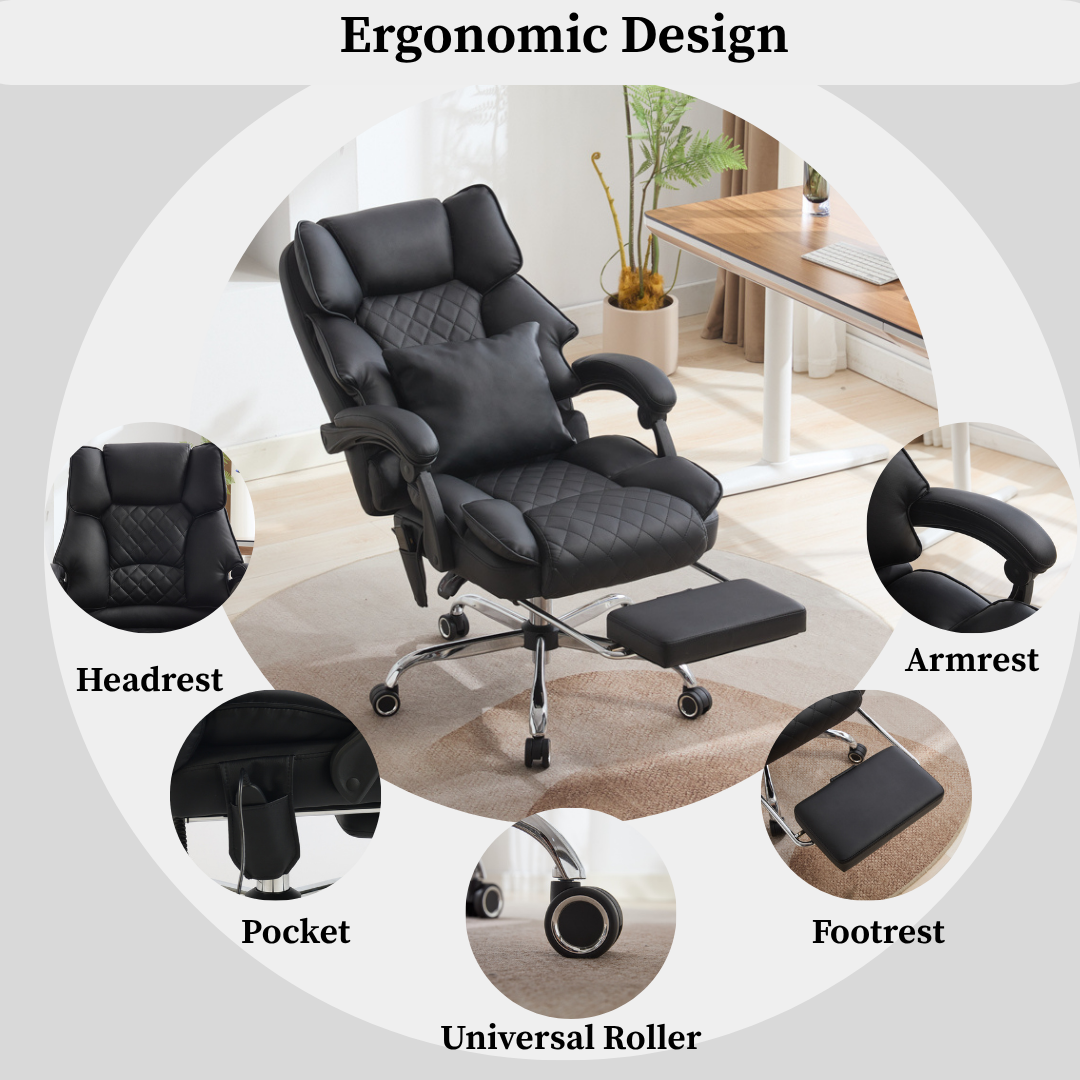 Ergonix Heated & 2-Point Kneading Massage Reclining Office Chair