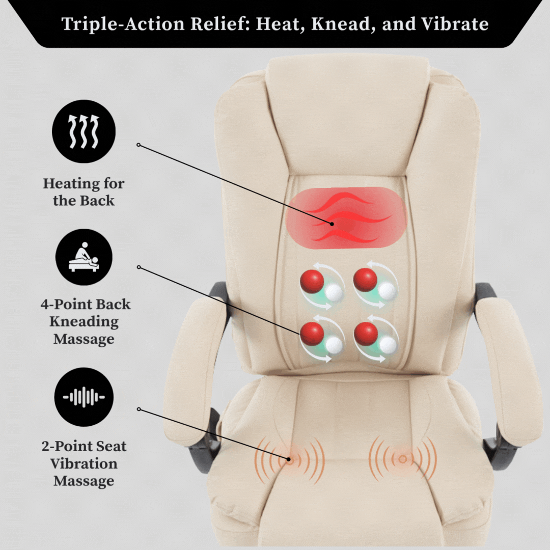 Orbis Heated & 4-Point Kneading Massage Reclining Office Chair