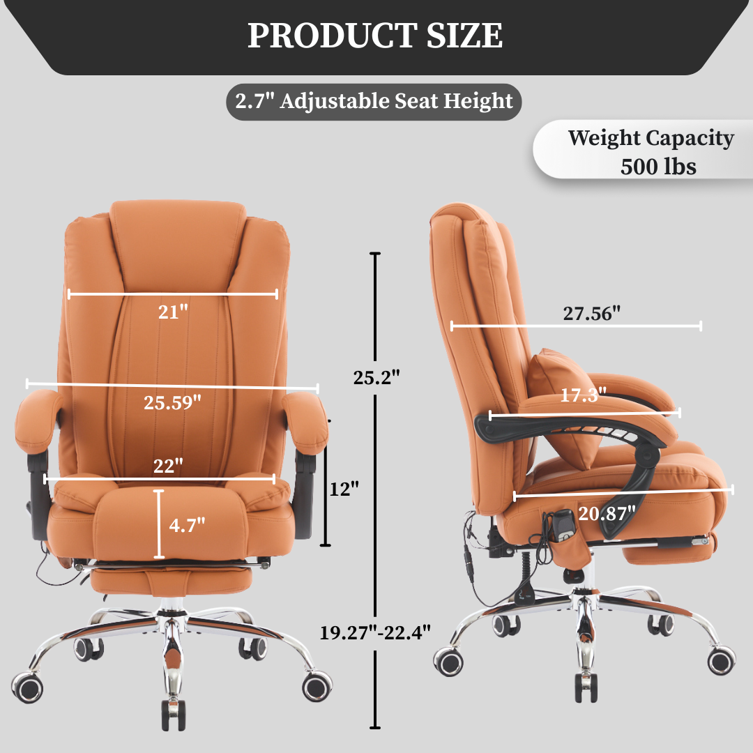 Orbis Heated & 4-Point Kneading Massage Reclining Office Chair
