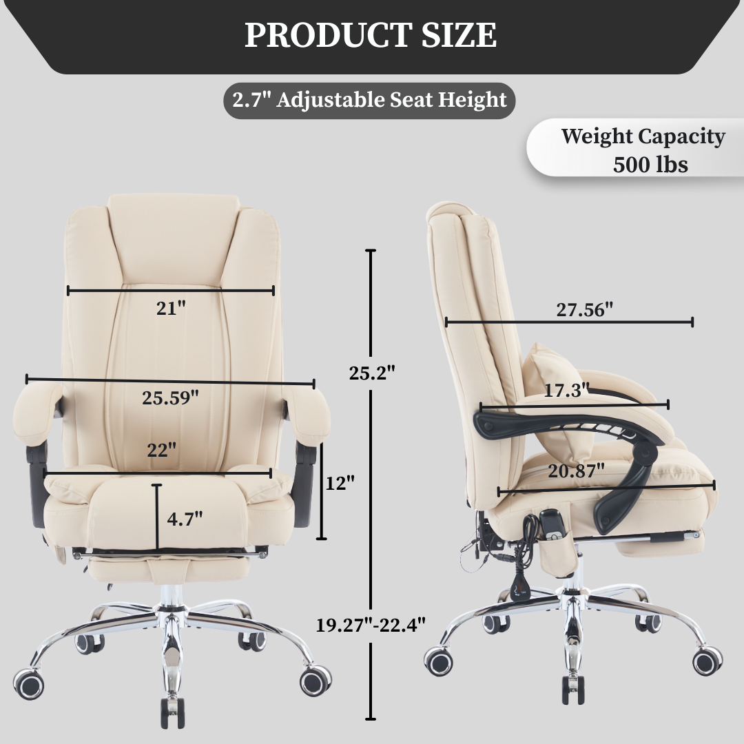 Orbis Heated & 4-Point Kneading Massage Reclining Office Chair