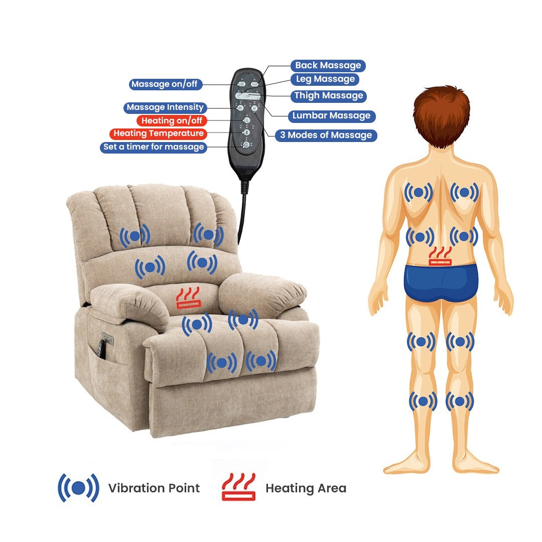 Power Lift Recliner with 8-Points Heat & Massage Function