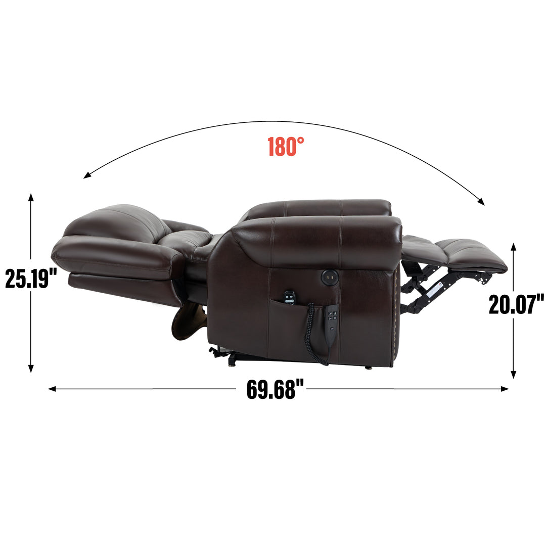 Dual Motor Leather Fabric Power Lift Recliner Chair with Heat and Massage Functions