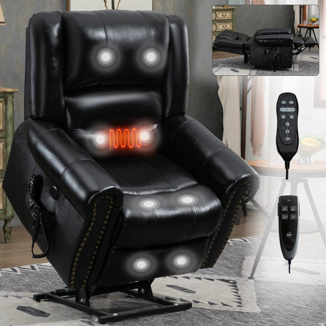 Dual Motor Leather Fabric Power Lift Recliner Chair with Heat and Massage Functions