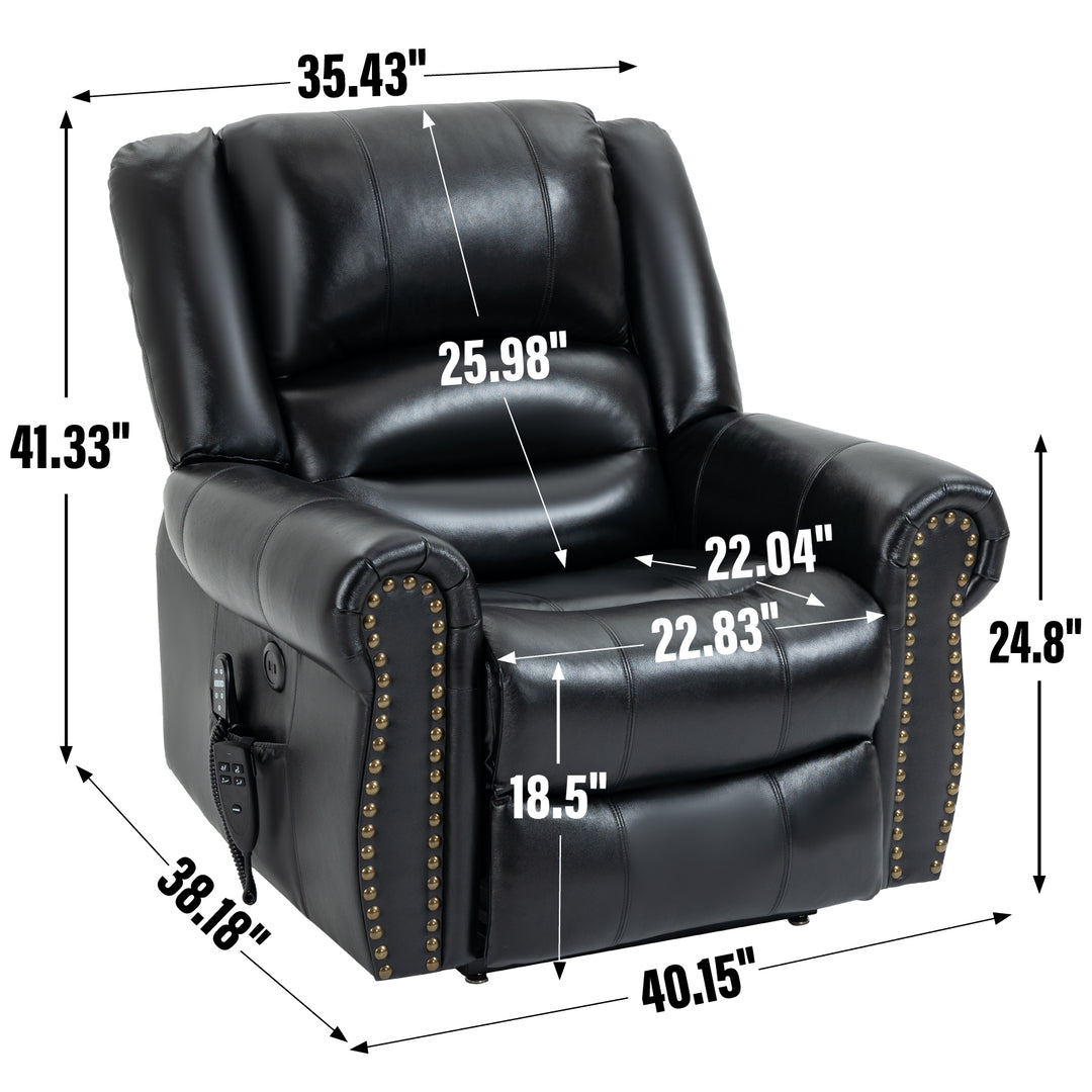 Dual Motor Leather Fabric Power Lift Recliner Chair with Heat and Massage Functions