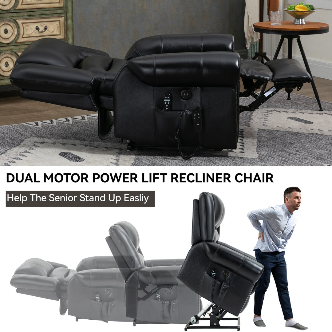 Dual Motor Leather Fabric Power Lift Recliner Chair with Heat and Massage Functions