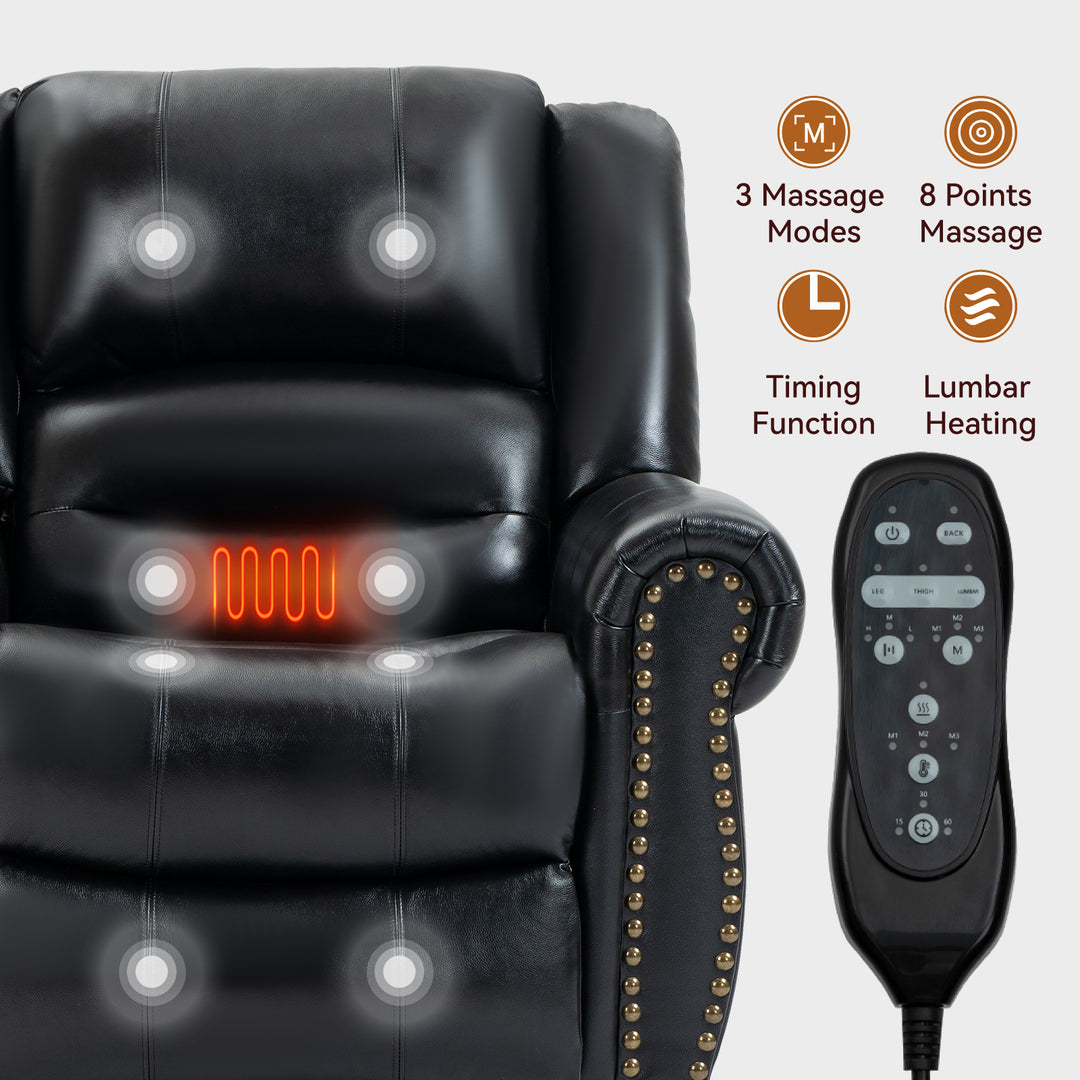Dual Motor Leather Fabric Power Lift Recliner Chair with Heat and Massage Functions
